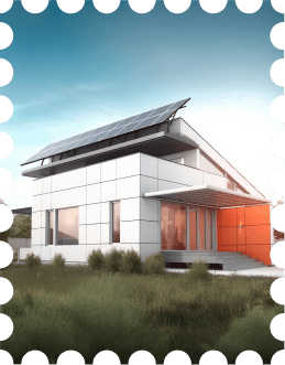 Modern energy-efficient house with rooftop solar panels